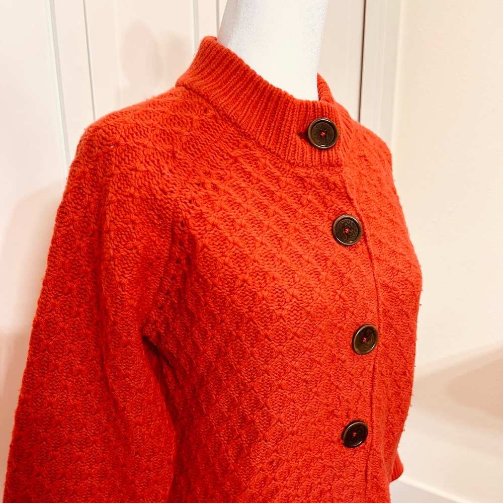 Boden Orange 100%Wool Cardigan Sweater size 12 UK (8 US)